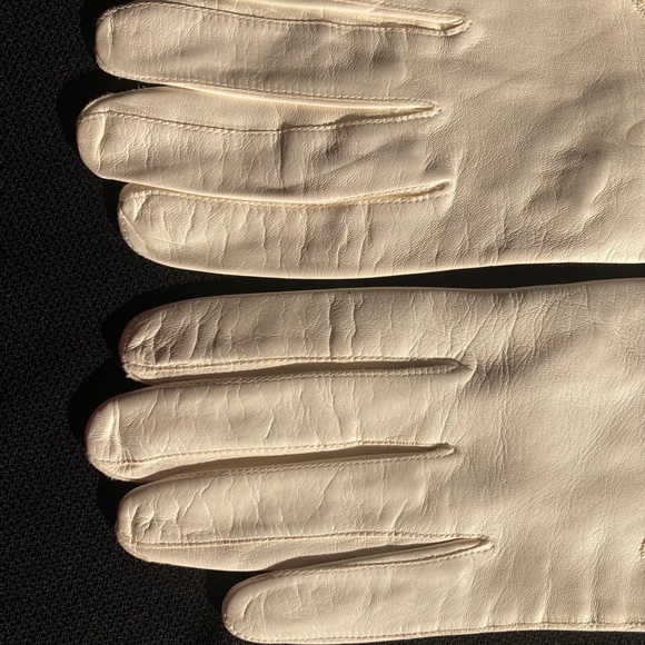 VTG Leather Gloves Italian Made by Anticoli Off White Size 7 - Picture 3 of 16